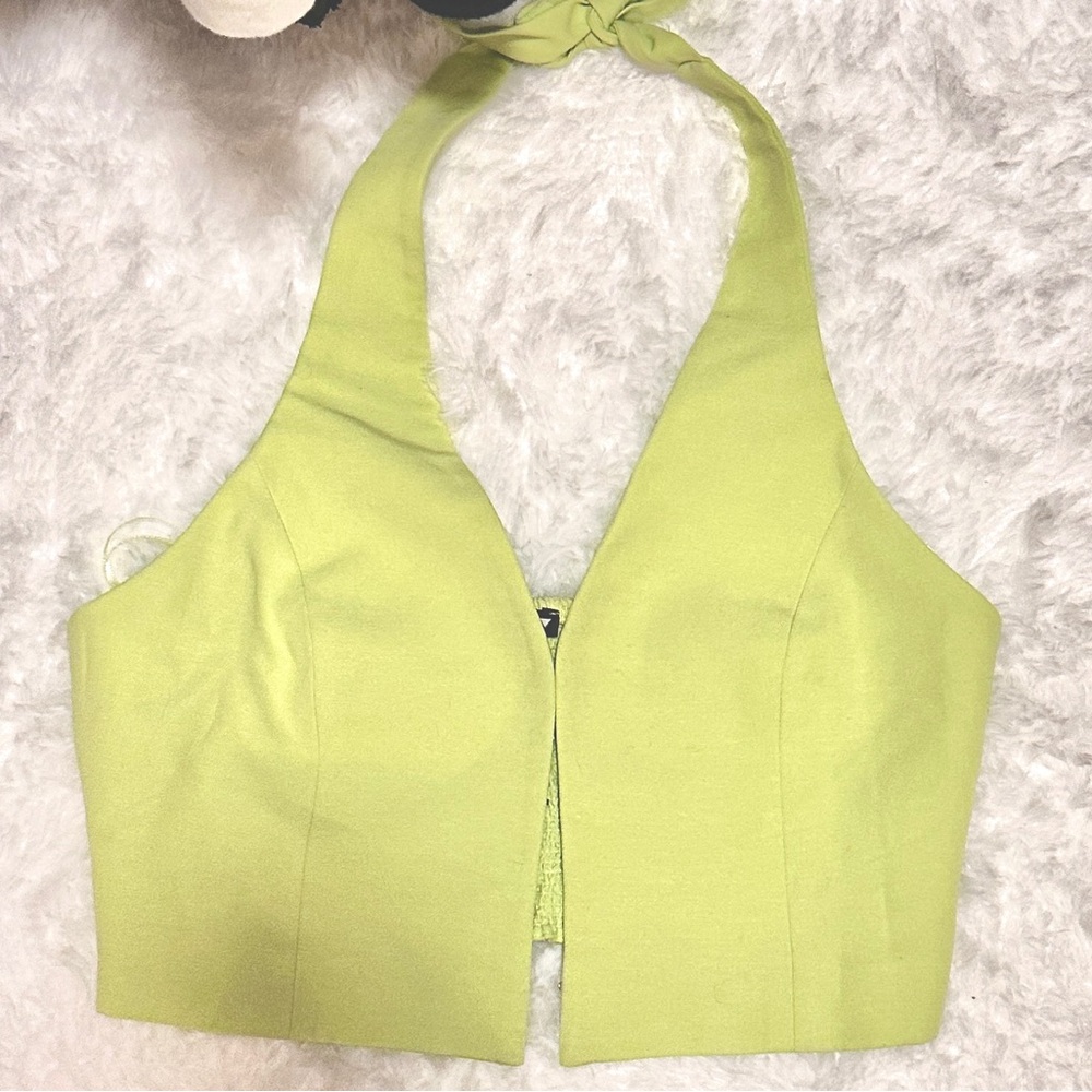 Zara Green Sleeveless Crop Tank Top